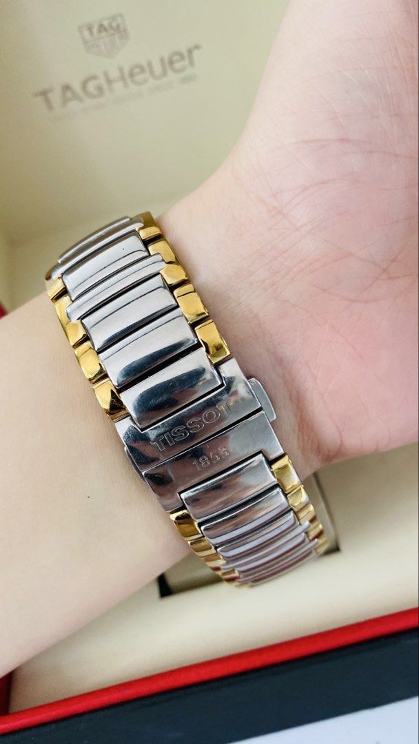Auth Tissot Two-tone Unisex Watch (Category: Women's Watches) located in San Fernando. Submitted by rujaywatches (Listing ID 1468663526, Image 2). Description: Auth Tissot Two-tone Unisex Watch -MOP Dial -Sapphire Glass -Swiss Made -Stainless Steel -Quartz Movement -Small to Large Wrist Size -With Provided Box -In Excellent Condition DM for Offers and other Inquiries💌 📌Disclaimer:📌 I Claim to be a Legit Watch Reseller. All Products, Names, Bra