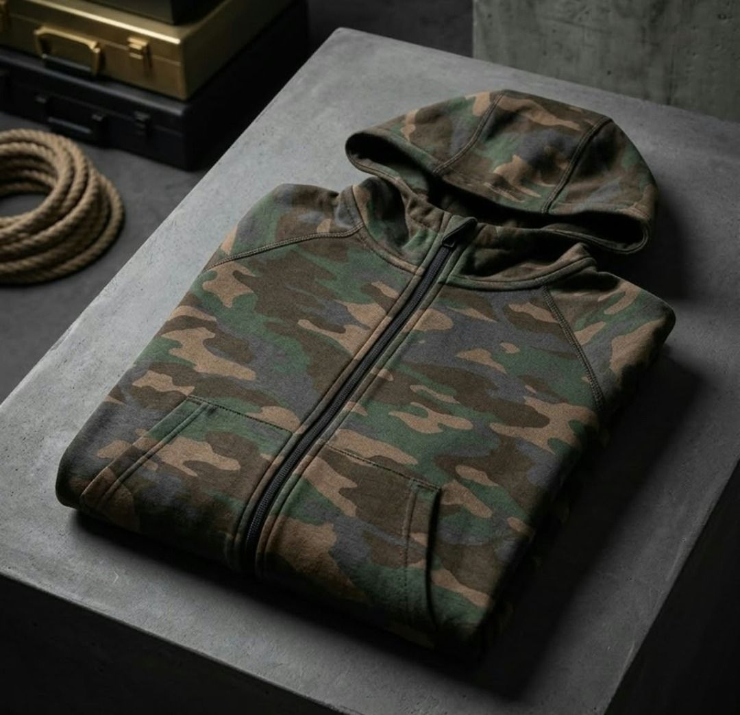 Authentic Gapfit KIds Camo Fit Tech (Category: Babies & Kids Fashion) located in Caba. Submitted by valerie_18947 (Listing ID 1468547629, Image 1). Description: Brand:Authentic GAP (Gapfit line) Pattern:All-over classic green/ brown camouflage Size on Tag: 4 yrs / 105 cm ( fits 4t toddlers) Material: Premium,sof-structured stretch knit 83% cotton,17% polyester Features:Full-zip front closure with stylized "G" zipper pull,comfortable pullover hood