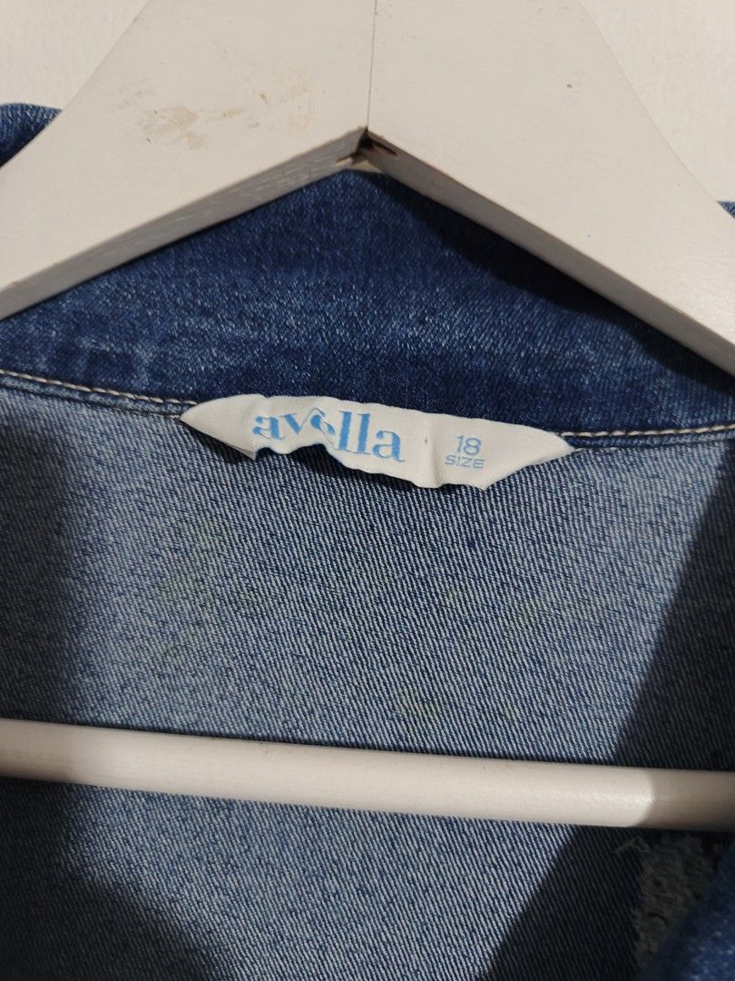 Avella women's blue denim jacket (Category: Coats, Jackets and Outerwear) located in Rizal. Submitted by vanessa_finds_ (Listing ID 1468616068, Image 2). Description: width 23" length 22.5".