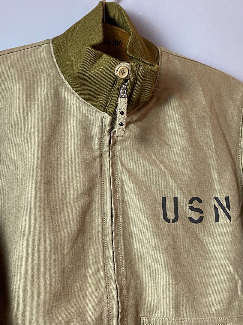 Aviator Jacket Khaki-USN (Category: Coats, Jackets and Outerwear) located in Quezon City. Submitted by loloyz123 (Listing ID 1468676107, Image 2). Description: Aviator Jacket Khaki-USN Condition: Very good Color rate: 10/10 Color: khaki Size: 40 L:26 w: 22 inches .