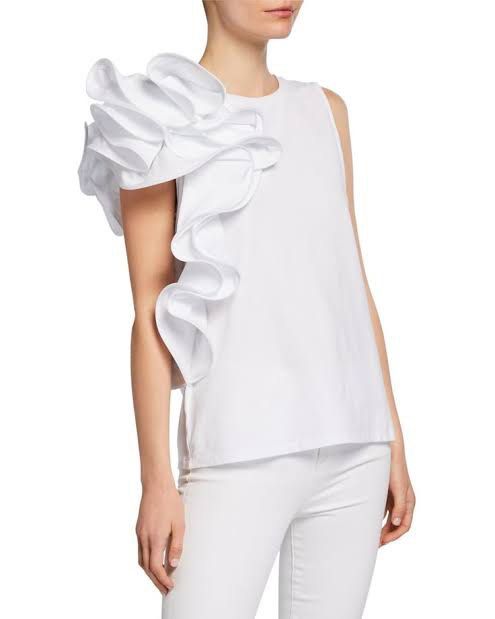 Badgely Mischka Ruffled Top (Category: Sleeveless) located in Mabalacat. Submitted by designerbrandsforless (Listing ID 1468596258, Image 2). Description: In great condition! Size : small.