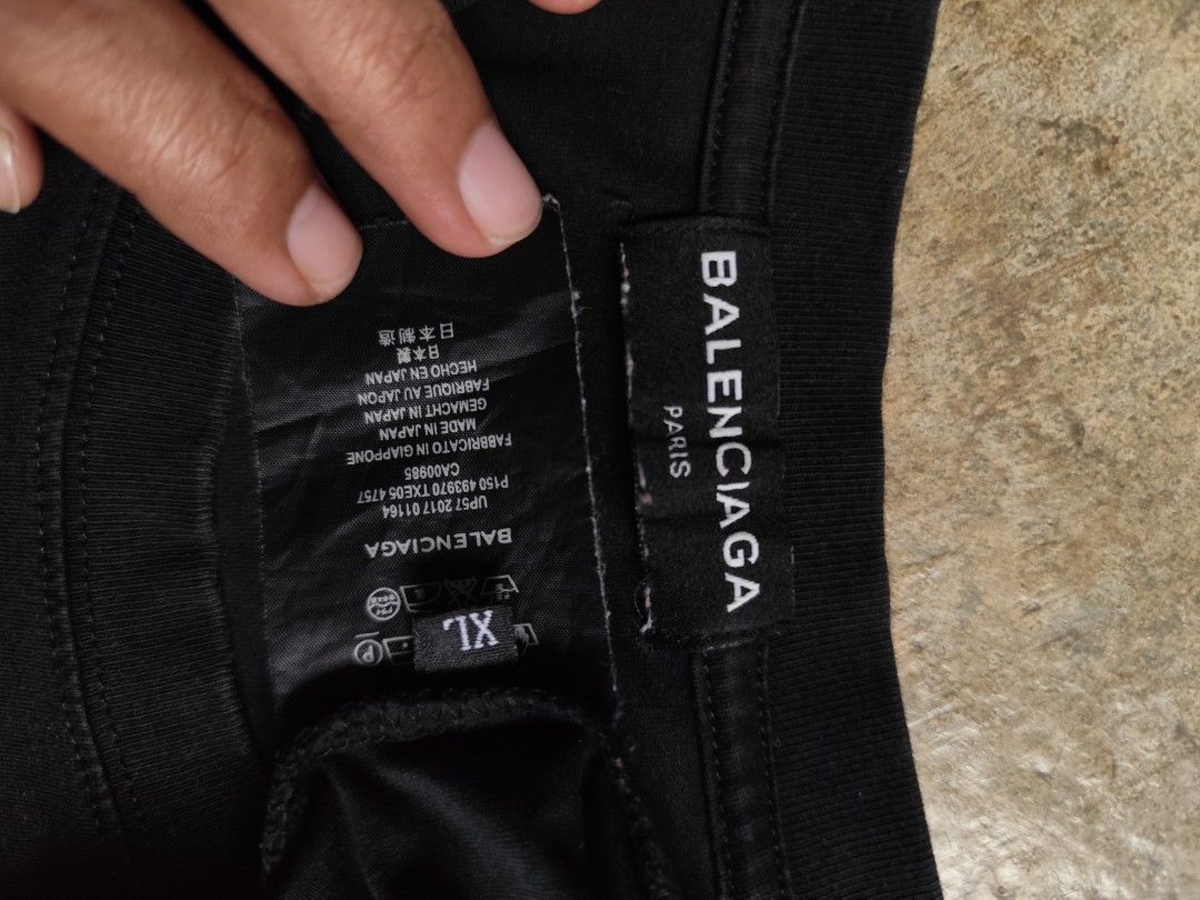 Balenciaga sinners (Category: Tshirts & Polo Shirts ) located in Kabacan. Submitted by thriftpingts (Listing ID 1468511580, Image 3). Description: Balenciaga Sinners (XL on tag) Condition: 9.8/10 Color rate : 9.8/10 W: 23 L: 30 Washtags: ✅ Issue: pinhole bottom left side stitch.