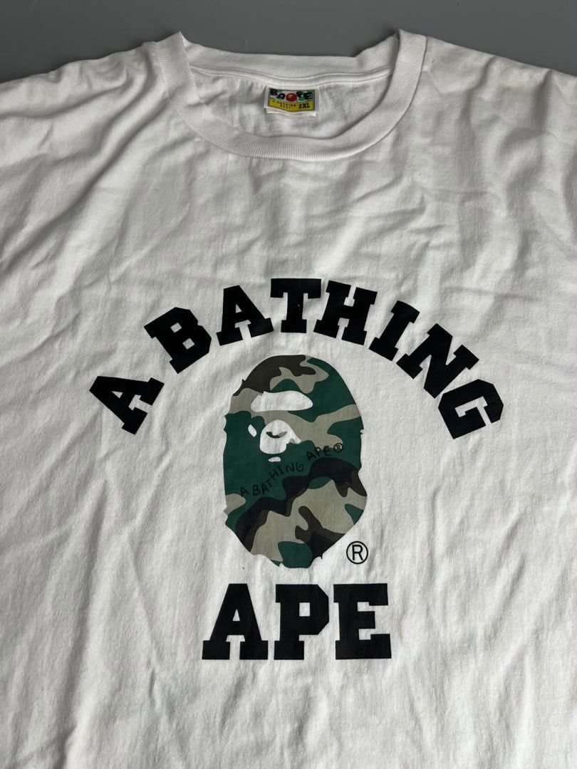 Bape - Camo College College - Tee (Category: Tshirts & Polo Shirts ) located in San Pablo. Submitted by hiddenrygn (Listing ID 1468527426, Image 2). Description: Bape - Camo College College - Tee Size : 2XL (24” 31”) No flaws Excellent condition Authentic DM!.