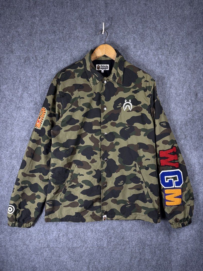 BAPE SHARK 1ST CAMO COACH JACKET ❤️ (Category: Coats, Jackets and Outerwear) located in Baguio. Submitted by bomogsmichael (Listing ID 1468687831, Image 1). Description: BAPE SHARK 1ST CAMO COACH JACKET ❤️ EXCELLENT CONDITION LARGE 29x22.5 .