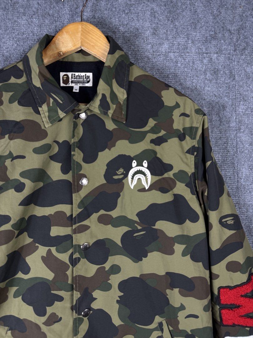 BAPE SHARK 1ST CAMO COACH JACKET ❤️ (Category: Coats, Jackets and Outerwear) located in Baguio. Submitted by bomogsmichael (Listing ID 1468687831, Image 3). Description: BAPE SHARK 1ST CAMO COACH JACKET ❤️ EXCELLENT CONDITION LARGE 29x22.5 .