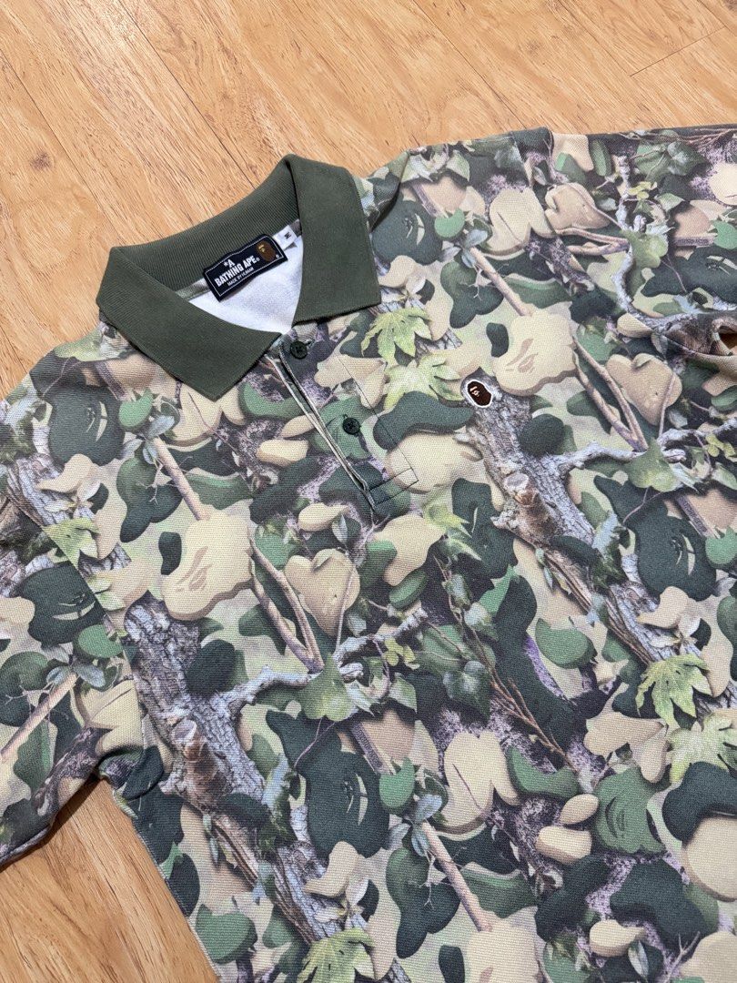 BAPE Village Camo Polo (Category: Tshirts & Polo Shirts ) located in Danao, Cebu. Submitted by yunoball (Listing ID 1468642146, Image 2). Description: size M on tag 19x27.5 Excellent condition Nigo Era Guaranteed authentic.
