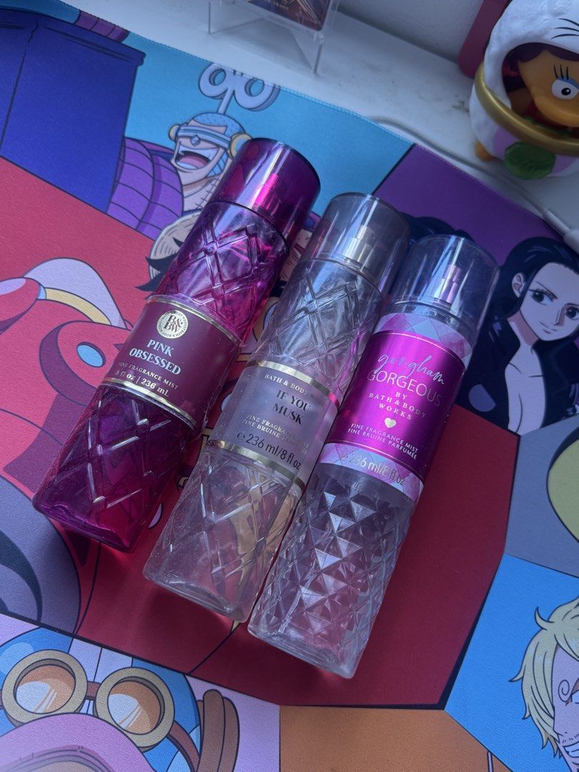 Bath and Body works take all 1k (Category: Fragrance & Deodorants) located in Cavite. Submitted by kaokao_declutter (Listing ID 1468519620, Image 1). Description: Bath and Body works body mist decluttering❗️ All authentic bath and bath and body mists - 1k take all‼️ If tingi: Pink obsessed - 300 If you musk - 400 Gingham gorgeous - 350 RFS: Need funds today 🥹 All authentic padala from canada Can do lalamove.