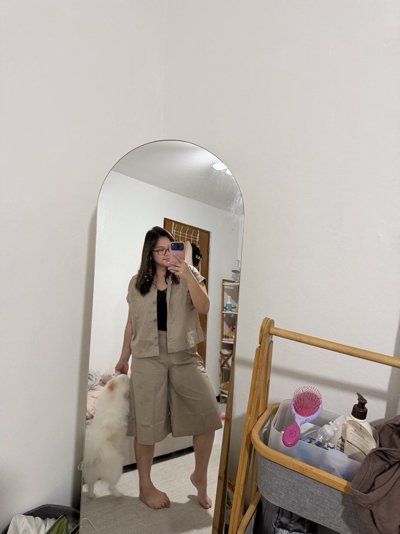 Beige Button-Up Shirt and Culottes Two-Piece Set (Category: Sets or Coordinates) located in Paranaque City. Submitted by crysizzl (Listing ID 1468541462, Image 1). Description: - Brand new - Complete matching set: Button-up short-sleeve shirt and wide-leg culottes - Color: Neutral beige, easy to mix and match - Material: Lightweight and super comfortable - Fit: Relaxed fit for effortless style - Best for: Casual daily wear and running errands - C