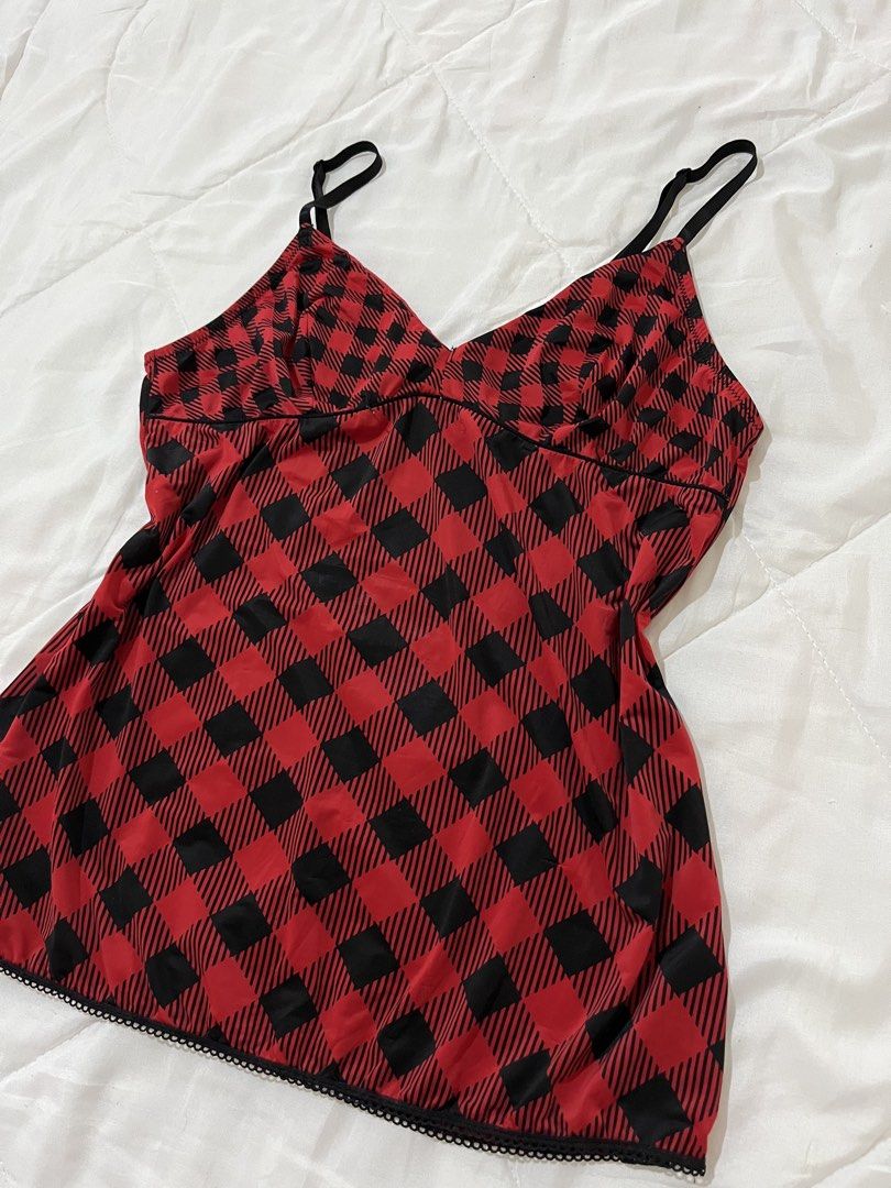 Black and Red Plaid Goth Chic Y2K Cami Top (Category: Sleeveless) located in Naga. Submitted by itsrhoda (Listing ID 1468543571, Image 2). Description: 𝐓𝐇𝐈𝐑𝐓𝐘-𝐓𝐇𝐈𝐑𝐃 𝐂𝐎𝐋𝐋𝐄𝐂𝐓𝐈𝐎𝐍 🌞🌤️🪐✨ A series of y2k/vintage masterpieces you badly desire to add to your set of handpicked clothes. READ! ✨ Kindly send a message with your NAME, ADDRESS, and CONTACT NUMBER after claiming. ✨ Every item is washed. ✨ Manage your expectations, as the