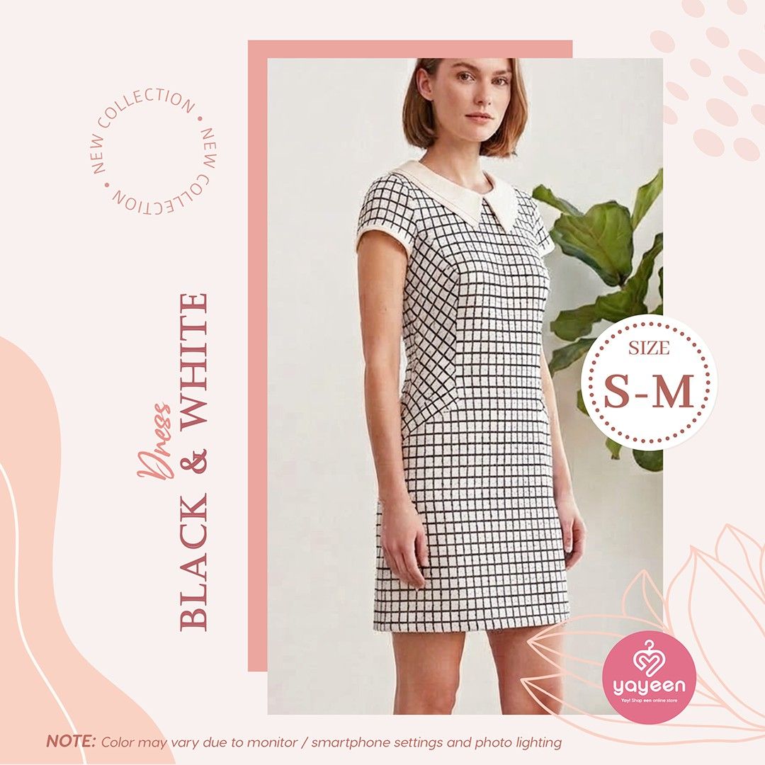 Black and White Geometric Pattern Cap Sleeve Shift Dress UKD096 (Category: Dresses) located in Rizal. Submitted by yayeen_online_store (Listing ID 1468516128, Image 3). Description: ♡ Type: Preloved / Thrifted 🏷 Double Extra Large on Tag ♡ Best Fit: Small to Medium • Bust: 32” – 36” • Waist: 26” – 28” • Hips: 33” – 36” • Clothing Length: 31.5” ITEM DETAILS: ♡ Good as new ♡ Stretchy / Lightweight / Comfy ♡ Pointed Double Layer Collar ♡ False Pock