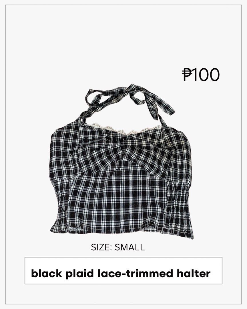 black lace-trimmed halter top (Category: Sleeveless) located in Quezon City. Submitted by xoxocol (Listing ID 1468657070, Image 1). Description: .