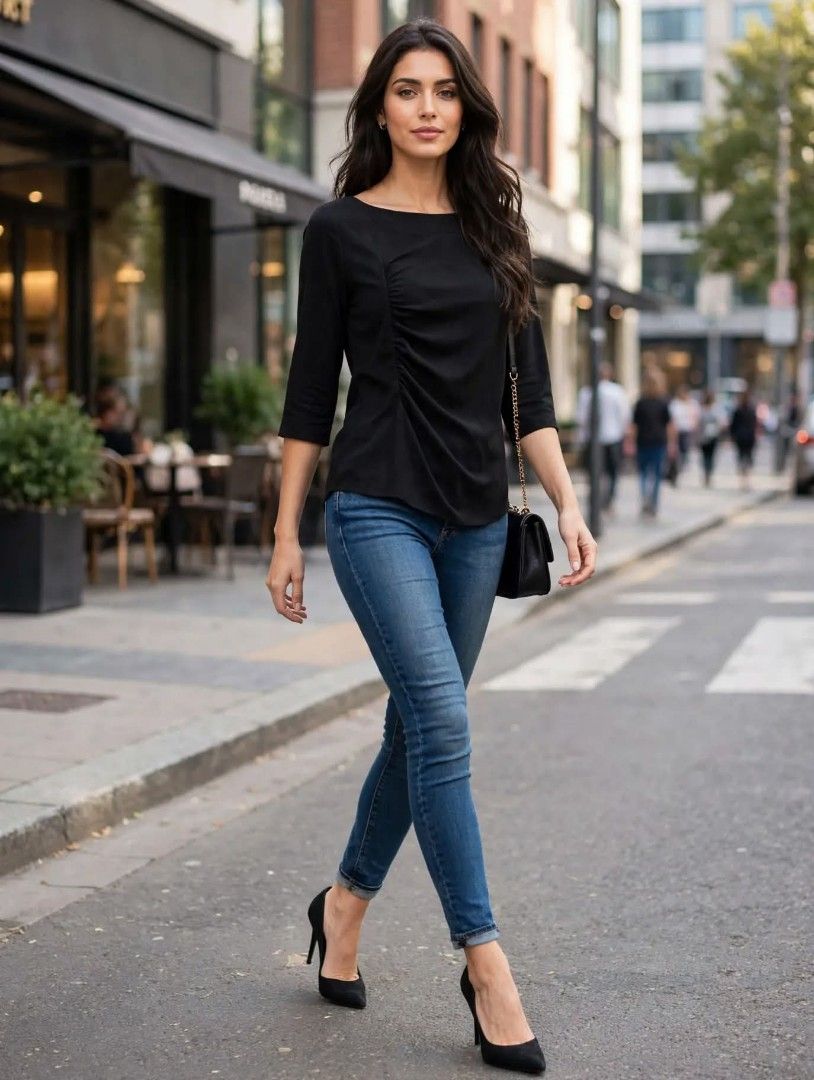 Black Pleated Blouse (Category: Blouses) located in Las Pinas. Submitted by apples_here (Listing ID 1468214401, Image 1). Description: Slight used Black With pleated design Small-Medium Stretchy fabric.