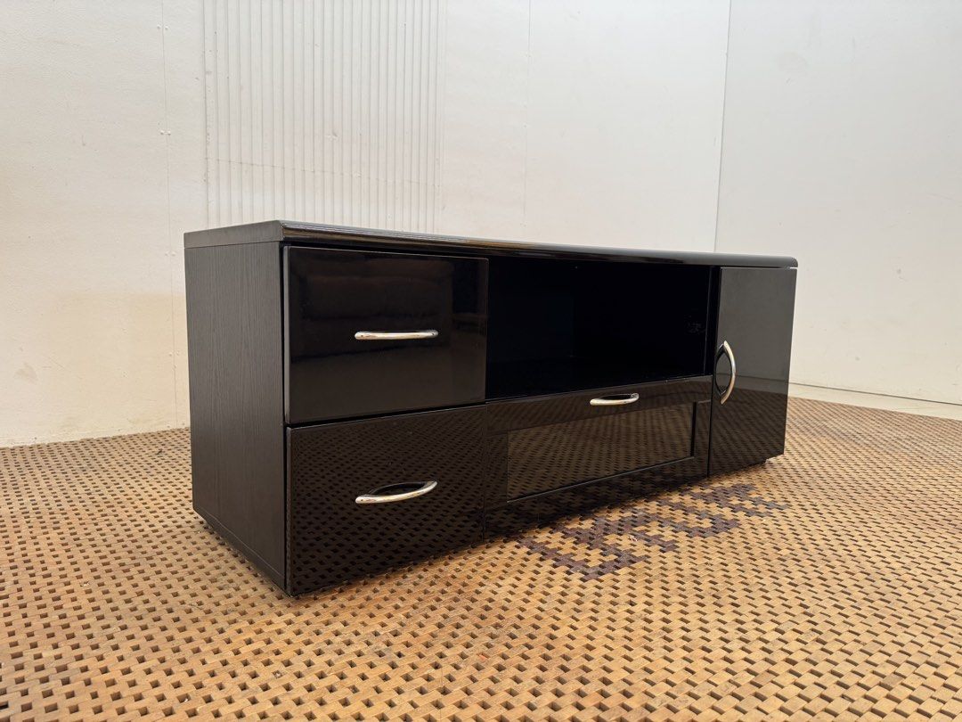 Black Tv Rack (Category: TV Consoles) located in Quezon City. Submitted by matetdevis13 (Listing ID 1468645463, Image 3). Description: Black TV Rack with Storage Price: 4,900 L47 x W15.5 x H19 In good condition Code MJS15-MJ431.