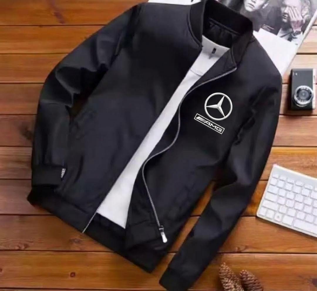 Black mercedes benz Bomber Jacket (Category: Coats, Jackets and Outerwear) located in Paranaque City. Submitted by herzoksy30 (Listing ID 1466191224, Image 1). Description: - Color: Sleek black with an orange Vespa logo on the chest - Closure: Full front zip for easy wear - Fit & Comfort: Ribbed cuffs and hem with a lightweight fabric - Versatility: Ideal for casual daily wear or riding out.