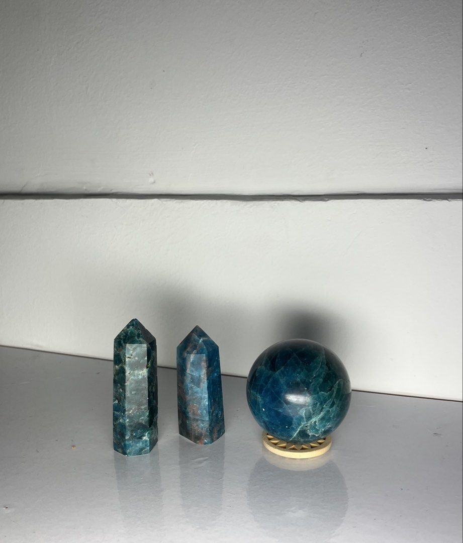 Blue Apatite Sphere and Tower Set (Category: Precious Stones) located in Marikina City. Submitted by _project.quartz (Listing ID 1468565334, Image 3). Description: FOR SERIOUS BUYERS ONLY LAST PRICE ALREADY POSTED FOR FASTER TRANSACTION Can send a video to appreciate the item more closely. I also post items on fb marketplace. RFS: Just reducing my curated collection due to limited space. Pieces are recently acquired. Check my profile for more cry