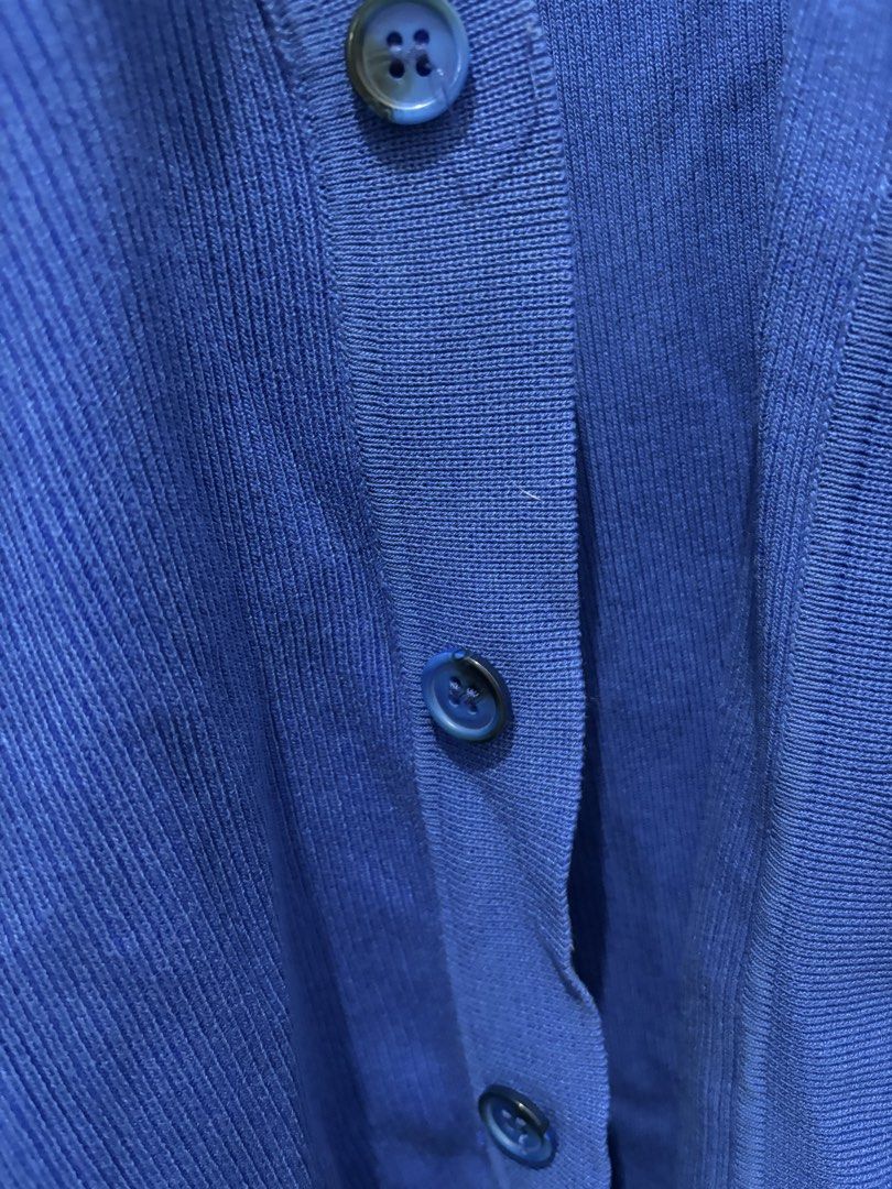 Blue Ribbed Knitted Button-Up Polo (Category: Longsleeves) located in Batangas. Submitted by preloved_by_rj (Listing ID 1468533849, Image 3). Description: - Brand: Smyth - Size: XL - Color: Bright royal blue - Style: Open front button-down with short sleeves and lapel collar - Details: Single left chest pocket and all-over ribbed knit texture - Condition: Clean and well-stored - Perfect for pairing with casual tees or tanks - used thrice only.
