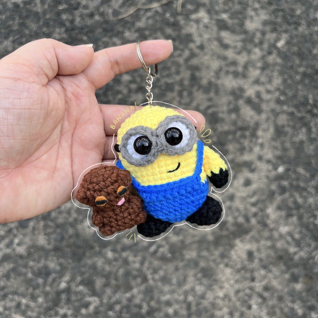 Bob the Minion crochet keychain (Category: Handmade Craft) located in Pasig City. Submitted by ailacrochets (Listing ID 1468561577, Image 1). Description: – 3 inches in height – milk cotton (thin bear chenille available for custom orders) – open for bulk orders mop: gcash/bank transfer mod: j&t, ggx, sdd.