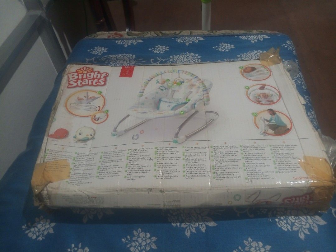 Bright Starts Savanna Dreams Rocker (Category: Children's Beds) located in Trece Martires City. Submitted by gardianboy143 (Listing ID 1468681177, Image 2). Description: • Approximate Dimensions: Roughly 22.6" length (57.4 cm) x 17.1" width (43.4 cm) x 16.9" height (42.9 cm) • Weight Capacity: Suitable from birth up to approximately 20 lbs (9 kg) or a lower limit. • Soothing Vibrations: Built-in calm vibrations help relax and comfort the baby. • 