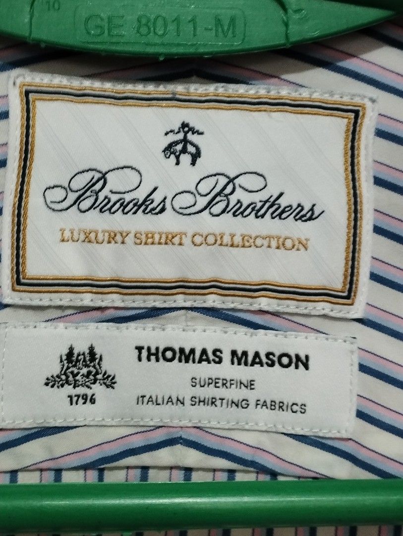 Brooks Brothers x Thomas Mason (Category: Formal Shirts) located in San Fernando. Submitted by nerosales (Listing ID 1468507286, Image 2). Description: Brooks Brothers x Thomas Mason Polo Shirt Superfine Italian Shirting Fabric length - 21 inches width - 30 inches very good condition 1,850 SM City Pampanga Shipping: J&T Payment : Gcash NO COD NO COP NO WAYBILL FIRST.