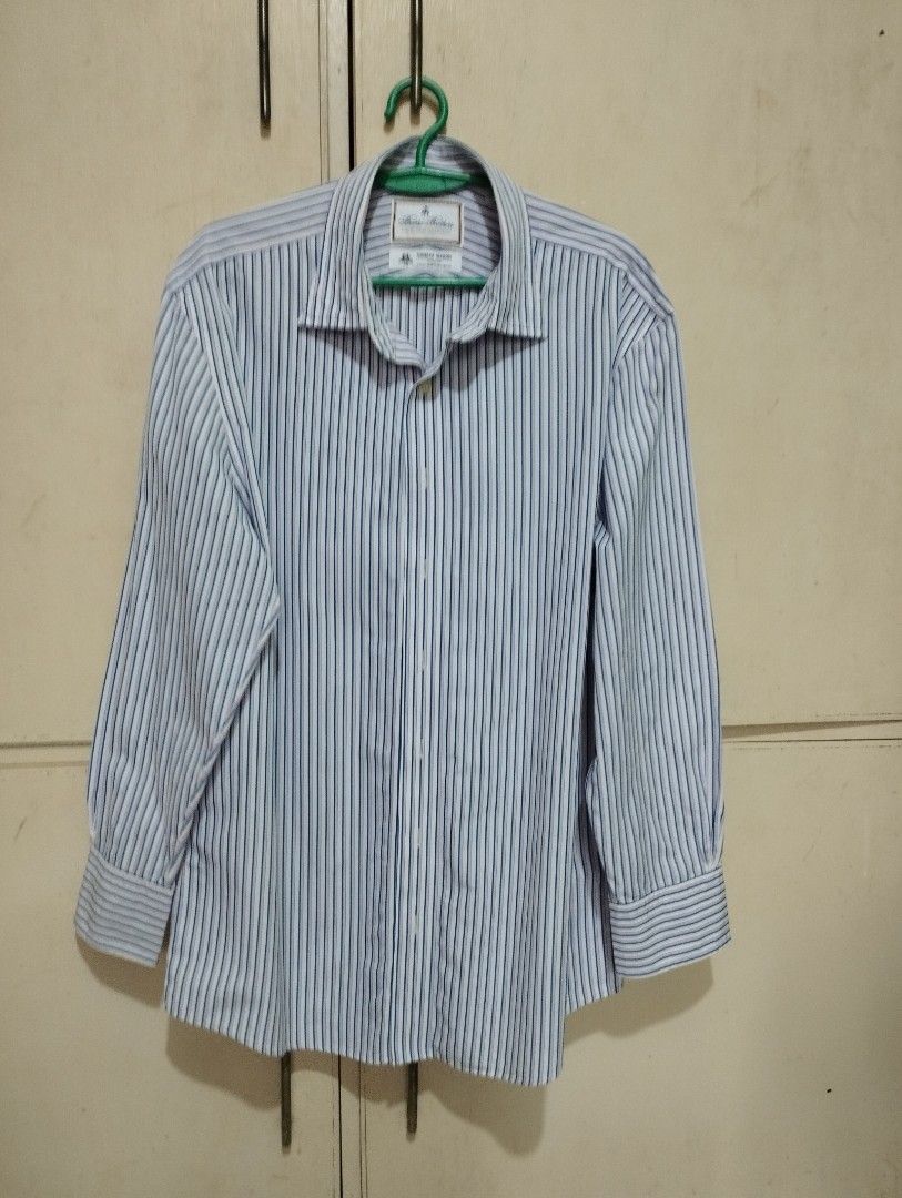 Brooks Brothers x Thomas Mason (Category: Formal Shirts) located in San Fernando. Submitted by nerosales (Listing ID 1468507286, Image 1). Description: Brooks Brothers x Thomas Mason Polo Shirt Superfine Italian Shirting Fabric length - 21 inches width - 30 inches very good condition 1,850 SM City Pampanga Shipping: J&T Payment : Gcash NO COD NO COP NO WAYBILL FIRST.