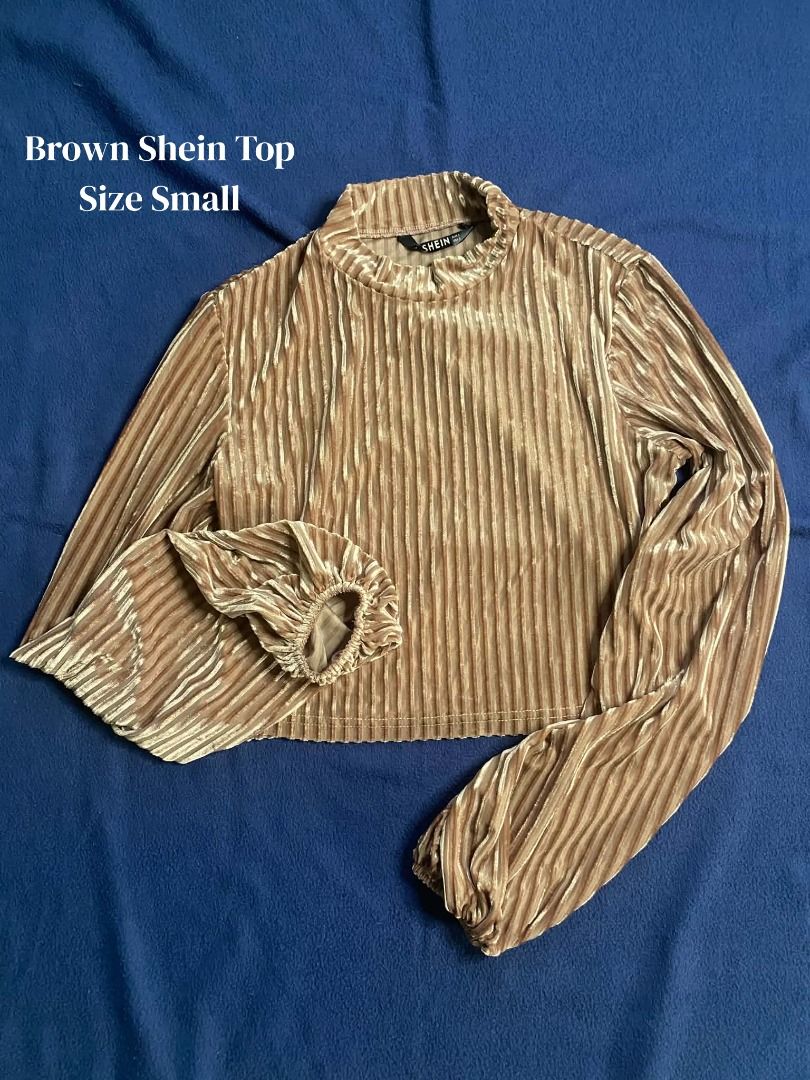 Brown Shein Top (Category: Longsleeves) located in Santa Cruz, Pampanga. Submitted by jncthriftshop (Listing ID 1468629341, Image 1). Description: Please note that this item is pre-loved and not brand new. It may have minor signs of use, such as small stains, loose threads, slight fading, or other minor imperfections. Please manage your expectations and check all photos carefully before purchasing. -Condition: Pre-loved / Secondhand -Minor flaws 