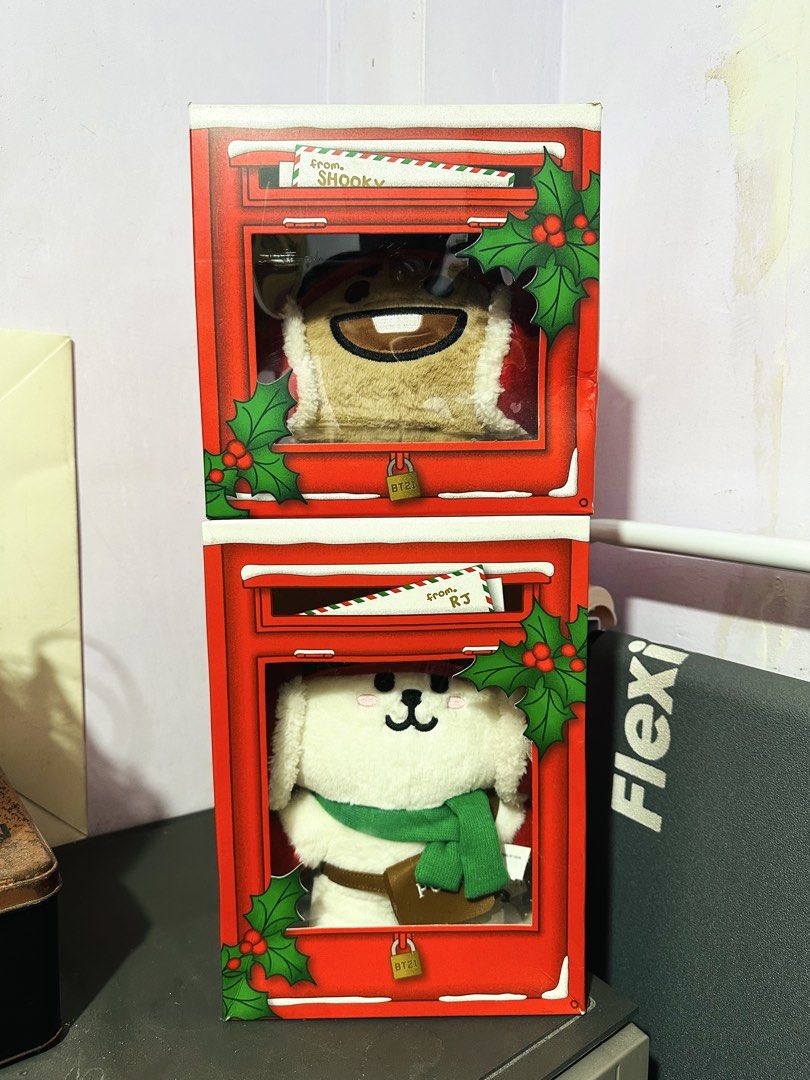 BT21 Holiday Standing Plush Shooky (Category: Plushies & Soft Toys) located in Taguig. Submitted by yhelmin (Listing ID 1468584807, Image 1). Description: ❌RJ SOLD ✅Shooky Available ✨1300 each 💵 Bank Transfer or Gcash 🛵Grab or Lalamove only please 🙏🏼.