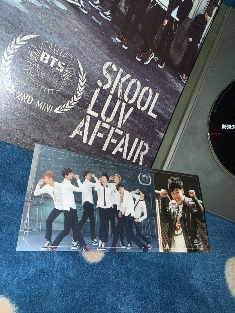 BTS Skool Luv Affair 2nd Mini Album (Category: CDs & DVDs) located in Manila. Submitted by jai.evnglsta (Listing ID 1468637271, Image 2). Description: - Official BTS Skool Luv Affair 2nd Mini Album - Includes original CD and outer box - Comes with group photo postcard and Jimin pull photocard - Well-kept and clean condition - Unused.