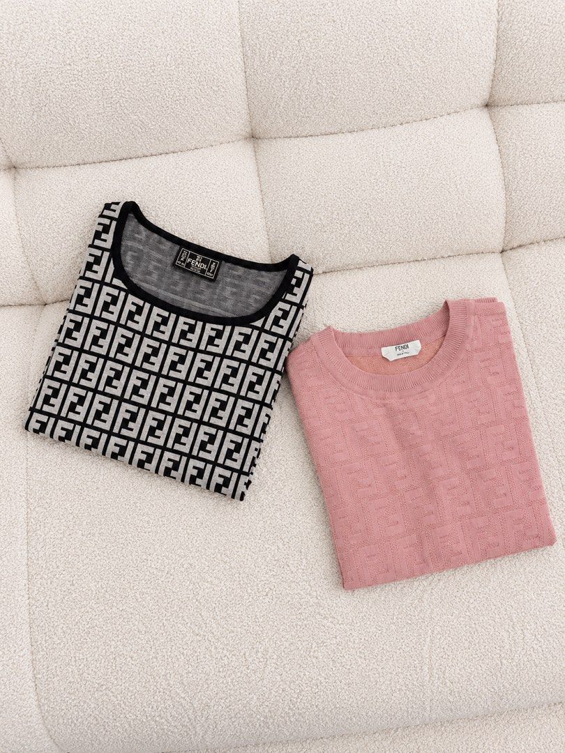 ▪️Bundle - Fendi monogram shirt (Category: Luxury Apparel) located in Makati City. Submitted by aveltot_rig (Listing ID 1468508259, Image 1). Description: Item: Bundle - Fendi monogram shirt Dimes: width: 17 x length: 22 fendi pink & width: 19 x length: 22 fendi black 📏 Condition: like new! ✨.