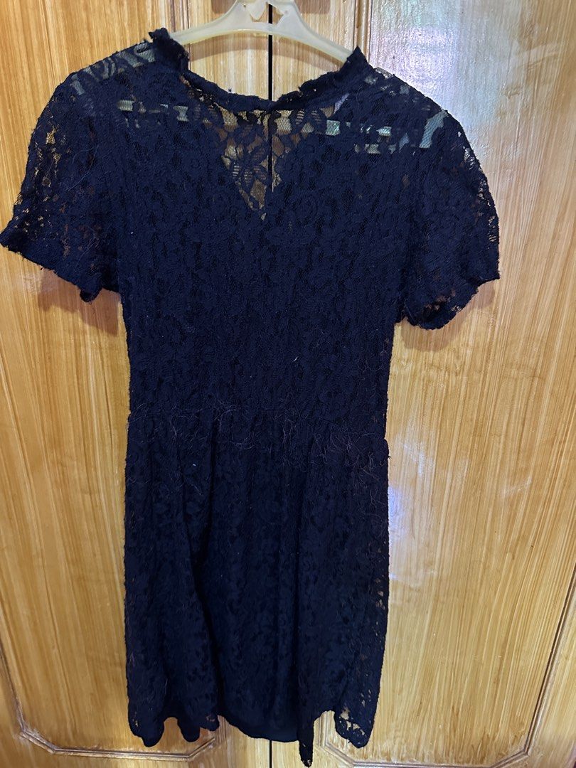Bundle Terranova Black Lace Dress (Category: Dresses) located in Cavite. Submitted by luxuryitem17 (Listing ID 1468571202, Image 2). Description: Bundle Terranova Black Dress - Color: Black - Design: Short sleeves, sheer mesh top panel with pattern, fitted waist, and flared skirt - Versatile: Great for night outs or evening events - Styling: Pairs easily with boots or heels.