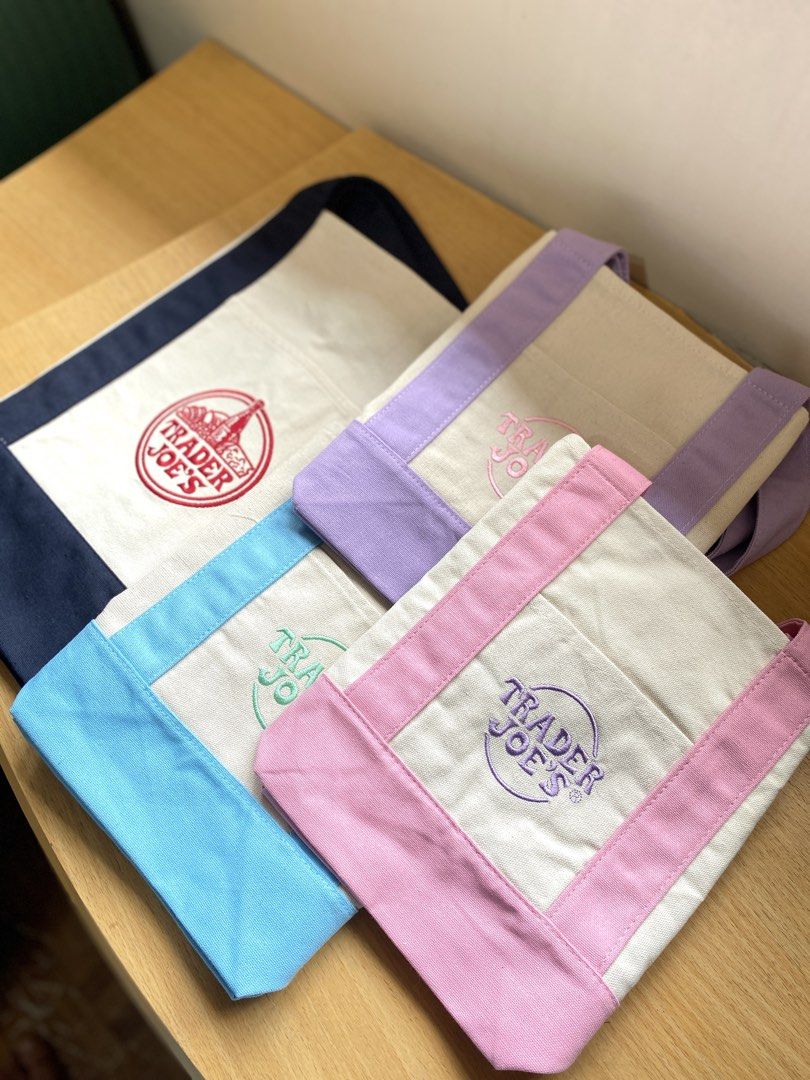 BUNDLE Trader Joe's Large & Mini Pastel Canvas Tote Bag (Category: Tote Bags) located in Batangas. Submitted by lux_kimmy (Listing ID 1468501427, Image 2). Description: Trader Joe’s Bundle 🇺🇸 | US Bought, Authentic 💯 | onhand already here in the PH ❣️✨ BUNDLE INCLUDES 1 - Trader Joe’s Large Tote (Blue or Purple) 1 - Trader Joe’s Mini pastel (Pink, Purple,Light blue) for only ₱1,190+SF as Bundle! 🥳.