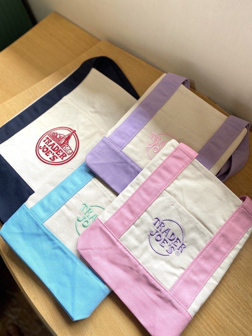 BUNDLE Trader Joe's Large & Mini Pastel Canvas Tote Bag (Category: Tote Bags) located in Batangas. Submitted by lux_kimmy (Listing ID 1468501427, Image 1). Description: Trader Joe’s Bundle 🇺🇸 | US Bought, Authentic 💯 | onhand already here in the PH ❣️✨ BUNDLE INCLUDES 1 - Trader Joe’s Large Tote (Blue or Purple) 1 - Trader Joe’s Mini pastel (Pink, Purple,Light blue) for only ₱1,190+SF as Bundle! 🥳.