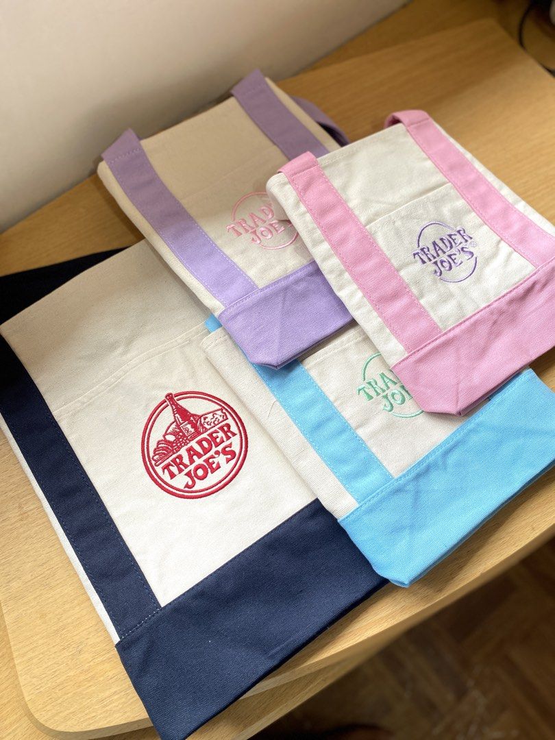 BUNDLE Trader Joe's Large & Mini Pastel Canvas Tote Bag (Category: Tote Bags) located in Batangas. Submitted by lux_kimmy (Listing ID 1468501427, Image 3). Description: Trader Joe’s Bundle 🇺🇸 | US Bought, Authentic 💯 | onhand already here in the PH ❣️✨ BUNDLE INCLUDES 1 - Trader Joe’s Large Tote (Blue or Purple) 1 - Trader Joe’s Mini pastel (Pink, Purple,Light blue) for only ₱1,190+SF as Bundle! 🥳.