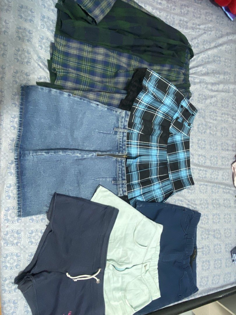 BUNDLE Y2K Scene Skirts and Shorts (READ DESC) (Category: Skirts) located in Manila. Submitted by cjareenah (Listing ID 1468566841, Image 1). Description: - Most Are Sized to Medium-Large except the light blue shorts that is a Small-Medium. - Please take note that this pieces are pre-owned, which means it has been used by me. manage your expectations. - SF will be shouldered by buyer. - Mop : Gcash - Mod : J&T 📍Tanay, RIZAL.