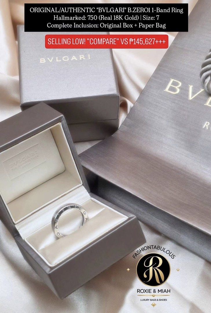 BVLGARI B.zero1 Ring 💍✨ (Category: Rings) located in Mandaluyong City. Submitted by luxprelovedbagsparadise (Listing ID 1468654713, Image 3). Description: 💍 Luxury Icon Alert ✨ Own the timeless elegance of the BVLGARI B.zero1 Ring — crafted in stunning 18K White Gold with the iconic spiral design inspired by the Colosseum. A bold piece that never goes out of style. 📏 Size: 7 – 7.25 💎 Guaranteed Authentic 📦 Onhand | Ready to Ship ✅ Complete w