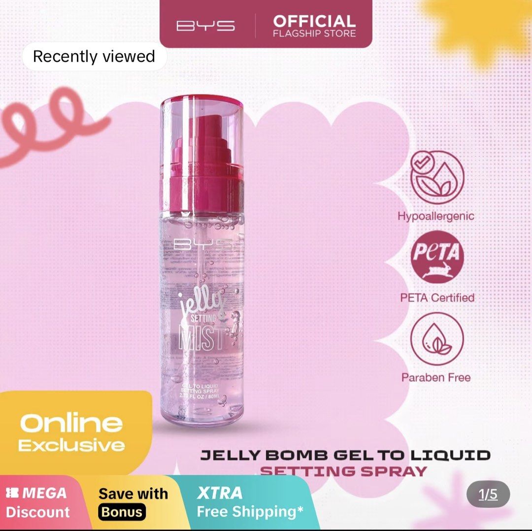 BYS Jelly Bomb Gel to Liquid Setting Spray (Category: Makeup) located in Manila. Submitted by nhycxnixx (Listing ID 1468645925, Image 2). Description: BYS Jelly Bomb gel to liquid setting spray Brand new Srp: 799 RFS: impulsive buying .