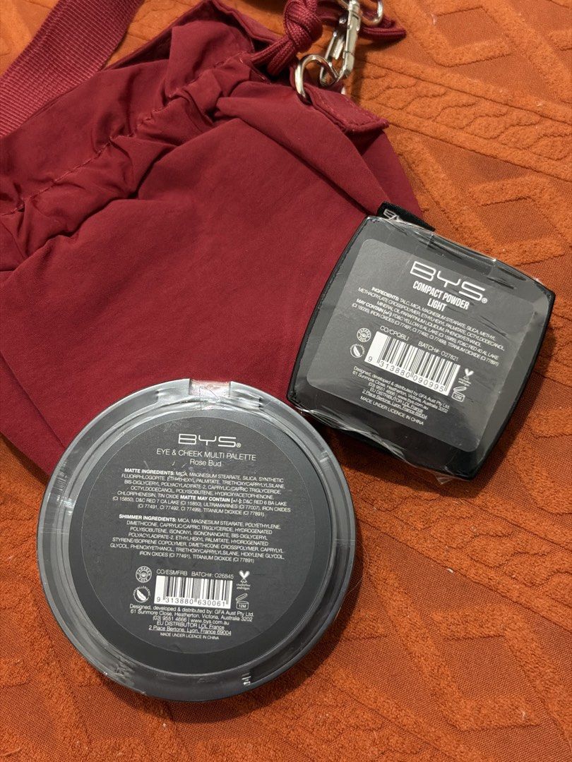 BYS make up face multi palette & compact powder with BYS make up bag (Category: Makeup) located in Manila. Submitted by decluttered_by.kisses (Listing ID 1468574952, Image 3). Description: eyes & cheek multi palette compact airbrush powder.