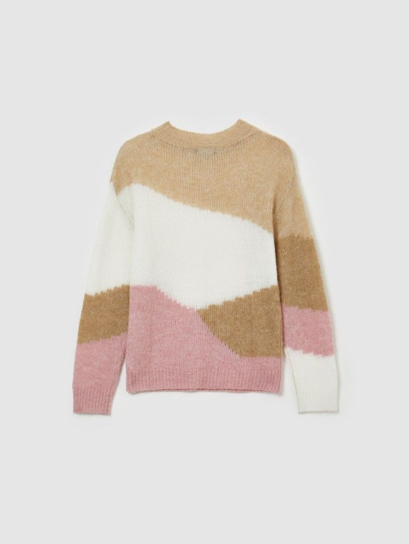 Calliope Knit Sweater (Beige White Pink) (Category: Longsleeves) located in Quezon City. Submitted by ninaswardrobe (Listing ID 1468590974, Image 3). Description: • Brand new with original tag attached • Knitted.