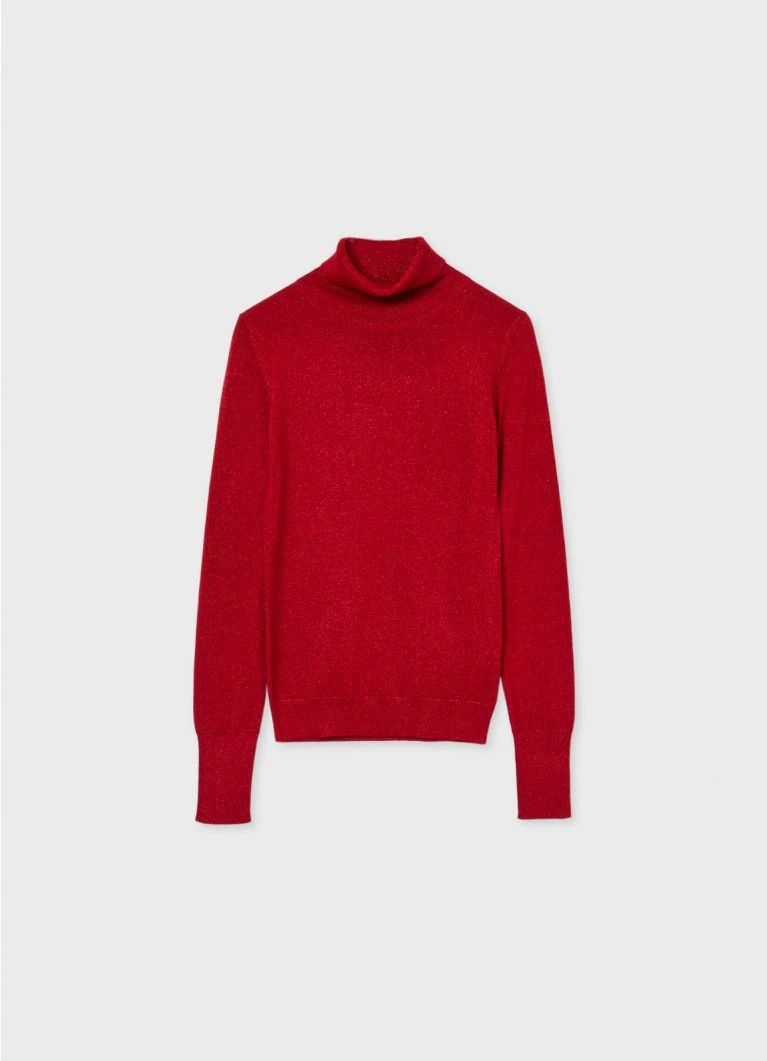 Calliope Red Turtleneck Knit Sweater Top (Category: Longsleeves) located in Quezon City. Submitted by ninaswardrobe (Listing ID 1468590074, Image 1). Description: • Brand new with tags • Slight shimmer fabric (see last photo).