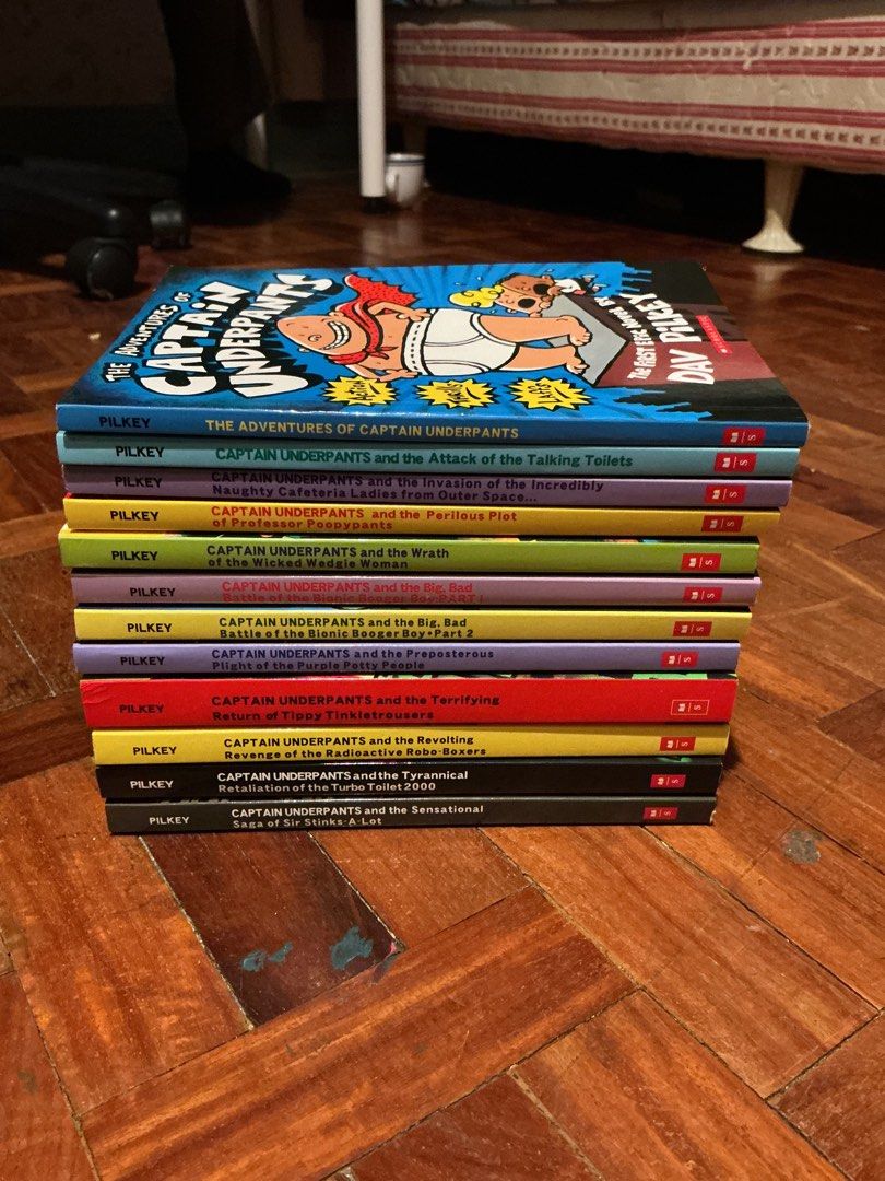 Captain Underpants Books 1-12 (Category: Children's Books) located in Muntinlupa City. Submitted by antonrizz (Listing ID 1468606830, Image 1). Description: - Complete 12-book Captain Underpants collection by Dav Pilkey - Great reading material and fun adventure stories for kids - All book spines are fully intact - Covers show normal shelf wear on edges and pages - Sold as a complete bundle set.