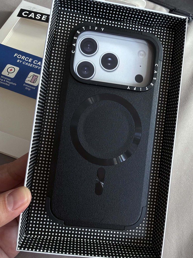 Casetify Force Case - Iphone 17/18 Pro [Black] (Category: Cases & Sleeves) located in Makati City. Submitted by joelwilliamv (Listing ID 1468564232, Image 3). Description: - Brand: Casetify - Model: Force Case for iPhone 17 / 18 Pro - Color: Black - Condition: Like new (complete) - 6.6 ft. drop protection - Wireless charging & MagSafe compatible - Enhanced grip & pocket-friendly design - Meetup locations: SM Makati, Ayala North Exchange, Eton Tow