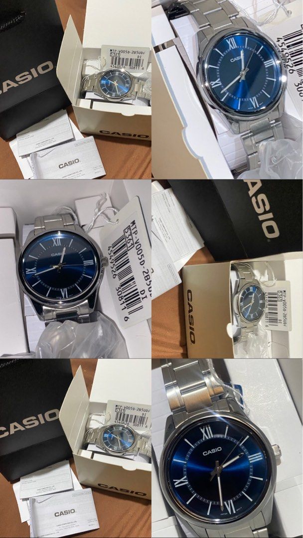 CASIO MTP-V005D-2B5UDF Men's Watch (Category: Luxury Watches) located in Manila. Submitted by sharlynnec61693 (Listing ID 1468529195, Image 2). Description: Condition: Brand New Color: Silver with Blue Dial Strap: Stainless Steel Display: Analog Classic and elegant design Price: ₱1,200.
