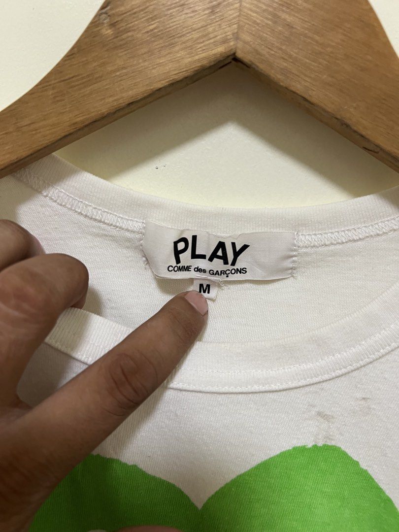 CDG Play White Shirt (Womens) (Category: Tshirts & Polo Shirts ) located in Manila. Submitted by thriftpoint99 (Listing ID 1468689893, Image 2). Description: 17.5x22.5 Issue may ink stain only Washable Excellent condition .