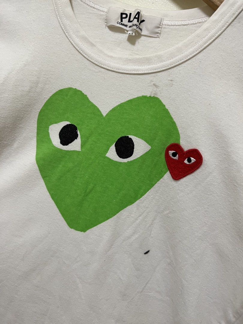 CDG Play White Shirt (Womens) (Category: Tshirts & Polo Shirts ) located in Manila. Submitted by thriftpoint99 (Listing ID 1468689893, Image 3). Description: 17.5x22.5 Issue may ink stain only Washable Excellent condition .