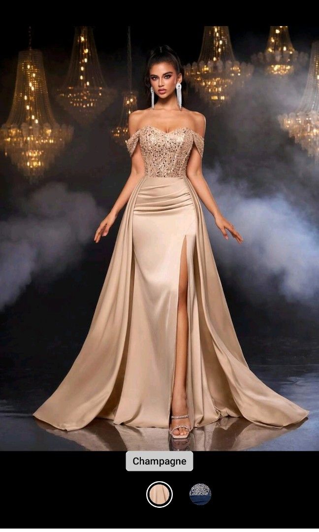Champagne Long Evening Gown (Category: Evening dresses & gowns) located in Pasig City. Submitted by parkroon91 (Listing ID 1468603471, Image 1). Description: Champagne Evening Gown bought at Shein. - Never used and newly laundered. You just need to iron it. - Selling because I chose the wrong size. - Measurements, specifications and price bought at the time is available on the pictures. - Meet-up only and you can pay either through bank transfer 