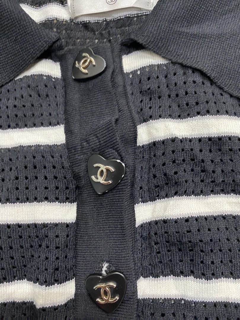Chanel knitted polo (Category: Shirts) located in Manila. Submitted by ercmrsmam (Listing ID 1468660922, Image 3). Description: CHANEL KNITTED POLO SHIRT for her/wmns W 18.5 L 21.5 Cr 9.5 Excellent condition 📍BACLARAN PARANAQUE 🛵 JNT/ LBC/ LALAMOVE 💵 GCASH/ PAYMENT FIRST.