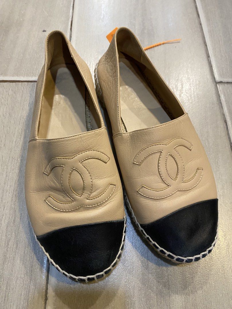 Chanel Lambskin CC Cap-Toe Espadrilles (Beige / Black) (Category: Sneakers & Footwear) located in San Jose. Submitted by shady.archives (Listing ID 1468513685, Image 2). Description: Chanel Lambskin CC Cap-Toe Espadrilles (Beige / Black).