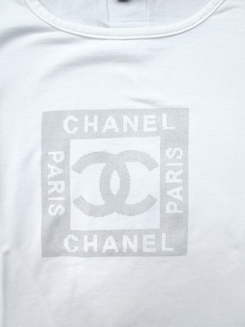 Chanel Womens Tee (Category: Shirts) located in Bulacan. Submitted by emilj23 (Listing ID 1468522305, Image 2). Description: Chanel Womens Tee Size 40 on tag L 22 W 14 Condition 9/10 Color rate 9/10 No Issue.