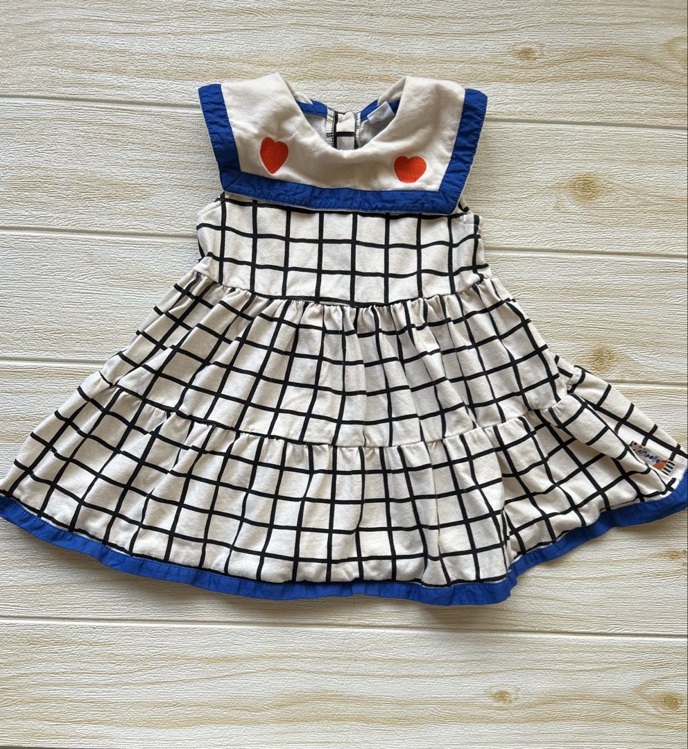 checkered Pimpollo dress (Category: Babies & Kids Fashion) located in Cebu City. Submitted by yjainani (Listing ID 1468574629, Image 1). Description: The heart embroidery and blue collar are the highlights..