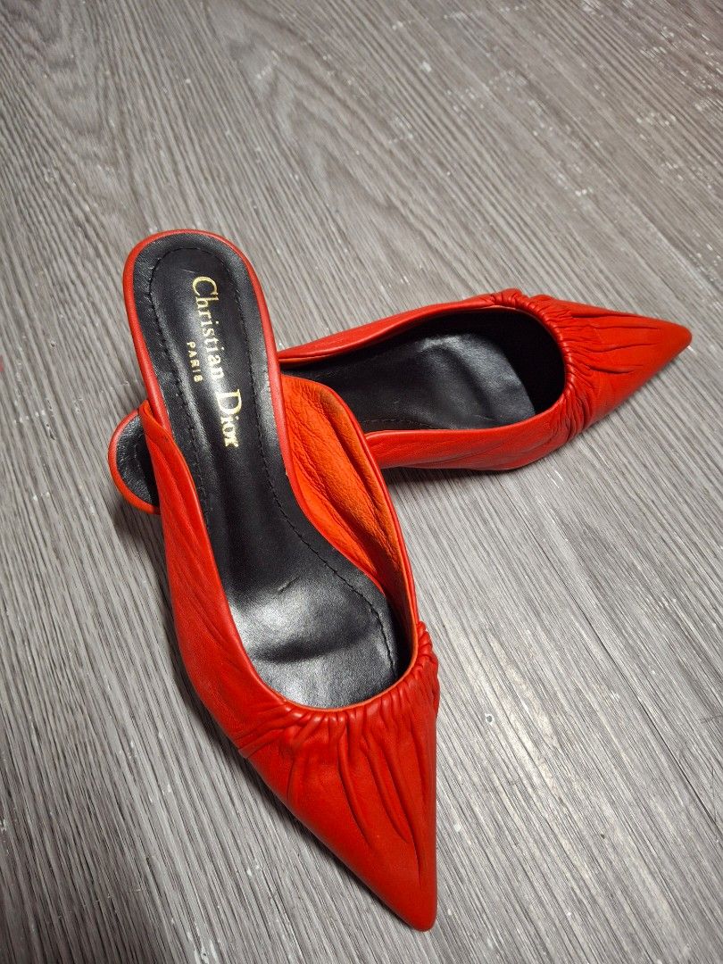Christian Dior Red Leather Pointed Toe Mules Size 37 (Category: Flats & Sandals) located in Manila. Submitted by mysticdolphin-605f (Listing ID 1468598519, Image 2). Description: tawad sa sure buyer need cash lng.
