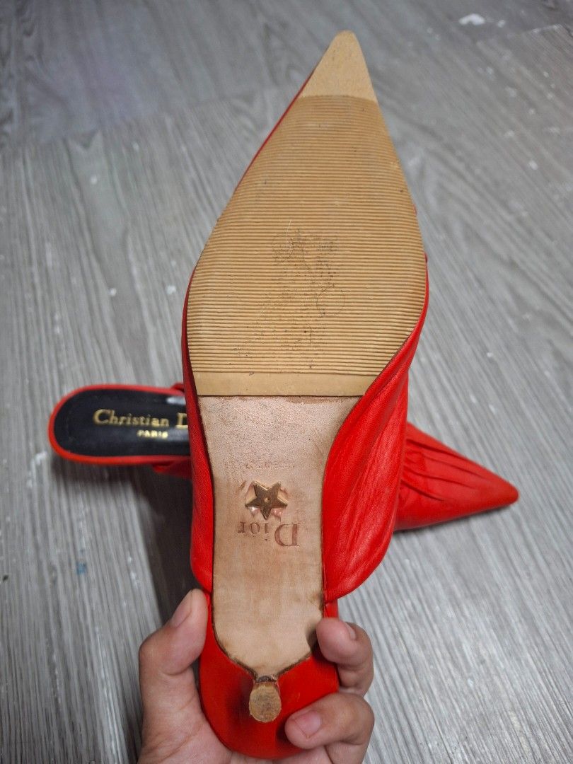Christian Dior Red Leather Pointed Toe Mules Size 37 (Category: Flats & Sandals) located in Manila. Submitted by mysticdolphin-605f (Listing ID 1468598519, Image 3). Description: tawad sa sure buyer need cash lng.